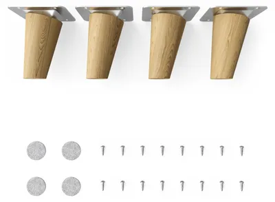 Produktbild von 4x sossai Holzfüße rund - schräge Ausführung 8cm Eiche