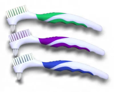 Produktbild von 3er Set Dental Clean Prothesenbürste – 2-in-1 Zahnprothesenbürste Weich – Set zur Reinigung von Zahnersatz & Gebiss