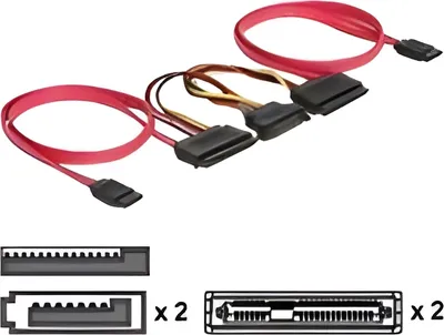 Immagine prodotto di SATA-Kabel Delock 2x SATA 22pin -> 2x SATS 7Pin +15Pin Alimentazione