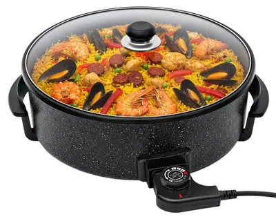 Produktbild von SHOV Elektrische Pizzapfanne Ø36 cm – 1500 W, Glasdeckel & Thermostat