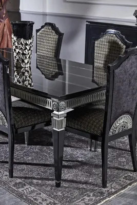 Immagine prodotto di Casa Padrino tavolo da pranzo barocco nero/argento - Nobile tavolo da pranzo in legno massiccio - Sontuosi mobili barocchi per la sala da pranzo