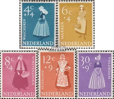 Produktbild von Briefmarken Niederlande 1958 Mi 712-716 (kompl.Ausg.) postfrisch Trachten