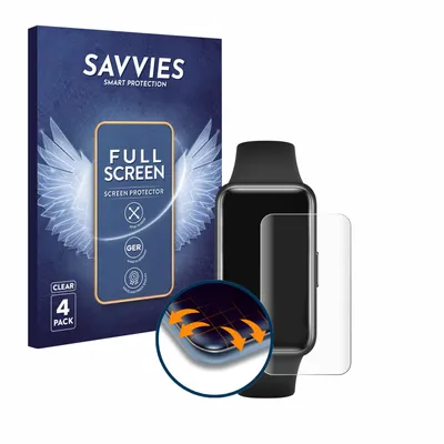 Produktbild von 4x Savvies Fullscreen Schutzfolie für Huawei Band 7 Displayschutz Folie Fullcover Klar Transparent