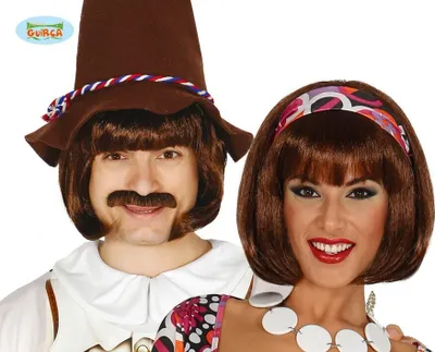 Produktbild von Prinzessin 70er Jahre Bob Frisur Kostüm Accessoire Mode Karneval Mittelalter Stilvoll Eleganz Märchenkönigin Frisurentrend Retro Look, Farbe: Braun