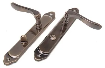 Produktbild von Aqbau® Türdrückerset Langschild Patina Türdrücker Türklinke Türgriffe Ego 72mm (WC Badtüren)