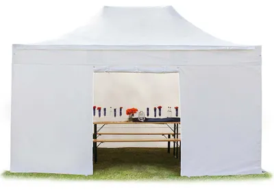 Image de TOOLPORT 3x4,5 m Tonnelle pliante Acier, PES 750, côtés sans fenêtre, blanc