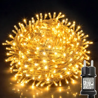 LED-Lichtsnoer 100 m, warmweiß, 800 LEDs, IP44, Timer, 8 Modi
