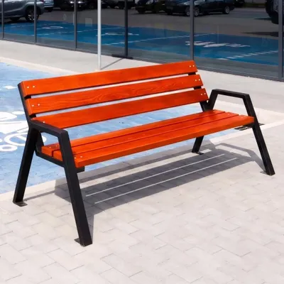 Produktbild von REKORD HORUS BIS Mahagoni Gartenbank Parkbank aus skandinavischem Holz & Stahl 178 cm Wetterfest