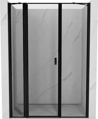 Image de Mexen Mist Portes de douche battantes gauche 125 cm, cadre noir, noir - 8A4-125-001-70-70-L