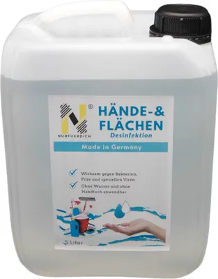 Produktbild von NURFUERDICH 5 Liter WHO Rezept Nr. 6 Hände und Flächen  Desinfektionsmittel 70% Alkohol Gehalt