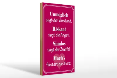 Produktbild von Holzschild Spruch 20x30cm Unmöglich sagt der Verstand