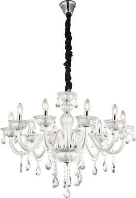 Obrázek produktu pro Globo Lighting lustr kovově bílý, sklo, krystaly K5, ø: 710mm, V: 1800mm, bez 10x E14 40W 230V