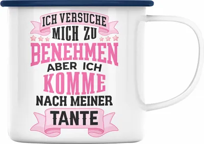 Produktbild von Trendation - Emaille Tasse für Neffin von Tante Geschenk Lustige Geschenkidee (Blau)