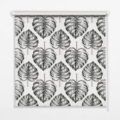 Produktbild von Seitenzug-Rollo Fensterrollo Jalousie - Thermo-Rollo Verdunkelungsrollo - 110x180 cm - Graue Blätter