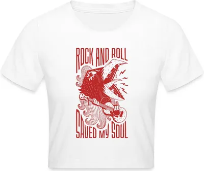 Produktbild von Spreadshirt Rock And Roll Saved My Soul Retro Tattoo Style Festival Crop Top, S, Weiß
