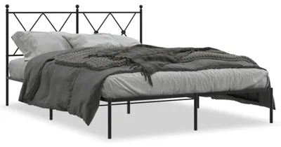 Produktbild von vidaXL Bettgestell mit Kopfteil Metall Schwarz 140x190 cm