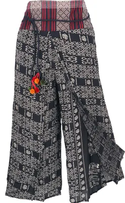 Produktbild von Palazzohose, Offene Boho Sommerhose, Hosenrock mit Kordelband - Schwarz/weiß/Ikat, Damen, Viskose, Hosen