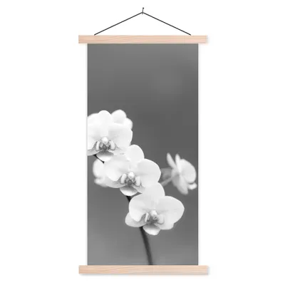 Produktbild von MuchoWow® Textilposter Orchidee - Blumen - Pflanze - Weiß - Lila 40x80 cm mit holzfarbenen Rahmen - Wohnzimmer