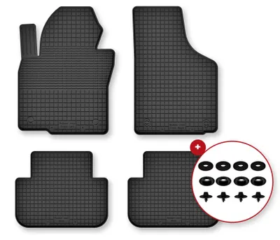 Image de Tapis de sol en caoutchouc pour Volkswagen Touran I 2FL 2010- (monospace) – 4 pièces, noirs, semi-universel, adapté