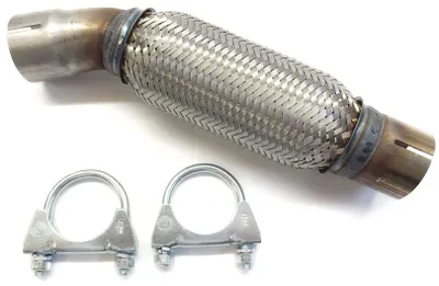 Image de Tuyau flexible universel de 45,8 x 290 mm, pièce flexible, tuyau de raccordement, tuyau de renvoi + 2 colliers de serrage