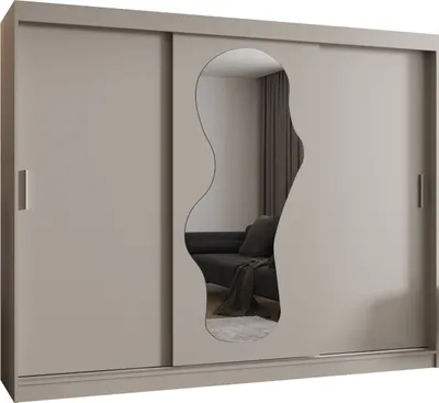 Produktbild von MEBLE KRYSPOL ULTRA 250 Kleiderschrank mit drei Schiebetüren für Schlafzimmer – moderner Aufbewahrungsschrank mit Kleiderstange und Regalen – 250x200x62cm - Kaschmir