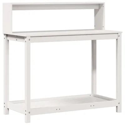 Obrázek produktu pro vidaXL Rostlinný stolek s policemi bílý 108x50x109,5 cm z masivního borovicového dřeva