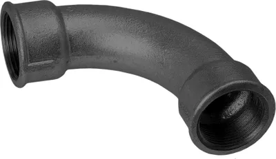 Produktbild von Hermann Schmidt Temperguss Bogen DN 25, 1", 90Grad Innengewinde, lang, schwarz