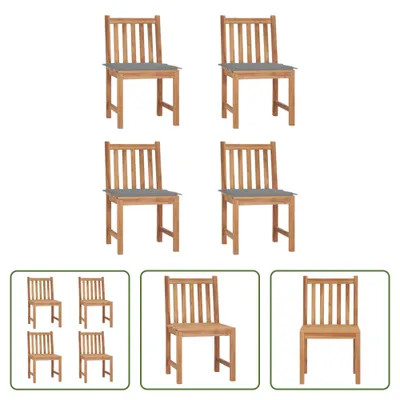 Produktbild von The Living Store Gartenstühle 4 Stk. mit Kissen Massivholz Teak