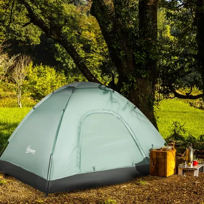 Produktbild von SUGIFT Campingzelt Trekking, Kuppelzelt 2 Personen leicht wasserdicht, Fiberglas Tunnelzelt, Dunkelgrün | 8 Heringe + Lampenhaken | 1,7 kg | 206x185x120 cm