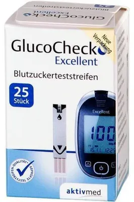 Productafbeelding van GlucoCheck Excellent bloedsuikerstrips, 25 stuks. Teststrips