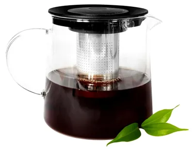 Produktbild von Teekanne 1,2L mit Edelstahl Sieb aus Borosilikatglas Teebereiter Kanne Glaskanne