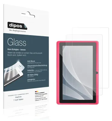 Produktbild von 2x Schutzfolie für Haehne 7 Zoll Tablet matt - Anti-Shock 9H Folie dipos Glass Kunststoffglas