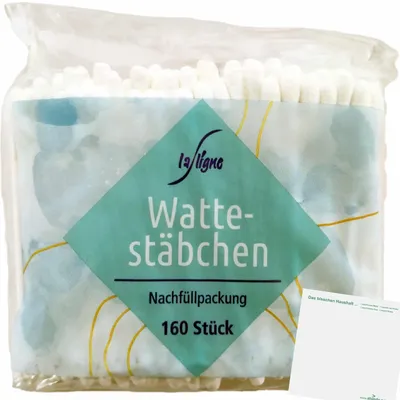 Produktbild von la ligne Wattestäbchen Nachfüllpackung (160Stk Packung) + usy Block