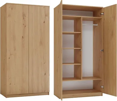 Obrázek produktu pro BDW Šatní skříň 2 dveře, 6 polic, dub Artisan, 180x90x50