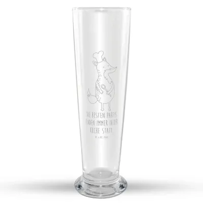 Produktbild von Mr. & Mrs. Panda Bierglas Fuchs Koch - Transparent - Geschenk, Weizen Glas, Hungrig, Bier, Chefkoch, Weißbierglas, Bäcker, Spruch Lustig, Weizenbier, Mr Mrs Weizenglas