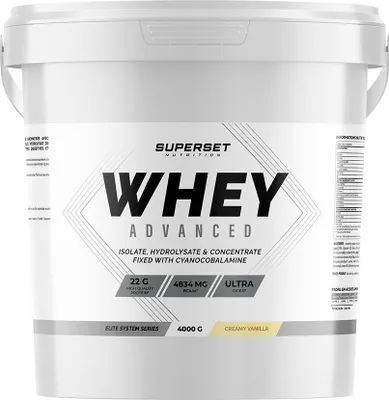 Image de Whey protéine - Superset Nutrition - 100% WHEY PROTEINE ADVANCED (4KG) - Saveur Vanille Crémeuse