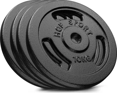 Produktbild von Hop-Sport 40 kg Hantelscheiben-Set 4x10kg 30/31mm Gripper Gusseisen Gewichte Hanteln