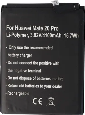 Produktbild von Akku passend für Huawei Mate 20 Pro, Huawei P30 Pro Li-Polymer, 3,82V, 4100mAh, 15,7Wh, built-in, ohne Werkzeug