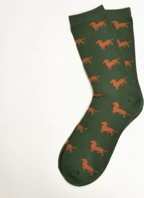 Produktbild von KRAWATTENDACKEL Dackel-Socken, Uni-Socken - 403 Grün Dackel Braun 36 - 40