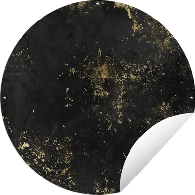 Produktbild von MuchoWow® Gartenposter Outdoor-Poster Rund Gold - Schwarz - Abstrakt Ø 60 cm Gartendeko Rundes Poster draußen