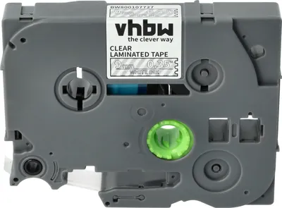 Produktbild von vhbw Schriftband-Kassette kompatibel mit Brother PT 1000, 1250, 1230PC, 1200P, 1200, 1090, 1080, 1010 Etiketten-Drucker 8m x 9mm Weiß auf Transparent