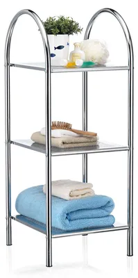 Produktbild von Badregal Standregal Haushaltsregal Handtuchregal PLAYA aus verchromtem Metall mit 3 Ablagen