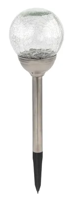 Immagine prodotto di Lampada solare KOULE 12cm, H.42,5cm, 2LED, acciaio inox/vetro/PH trasparente