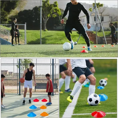 Produktbild von Fußballtrainingszubehör für verbesserte Koordination und Geschwindigkeit mit kompletter Set aus Hütchen und Tragetasche