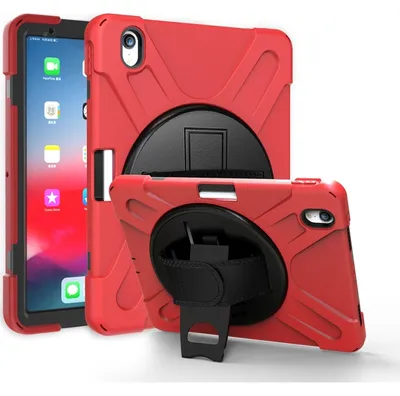 Produktbild von Mobigear SureGrip XGuard iPad Air 11 Zoll (2026) Hülle Kunststoff,Silikon Backcover + Stifthalter + Schulterträger + Ständer - Rot