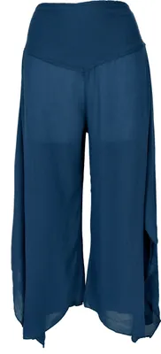Produktbild von Palazzohose, Weite Boho Sommerhose, Weiter Hosenrock - Petrol, Damen, Blau, Viskose, Größe: M