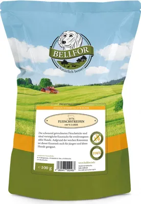 Produktbild von Bellfor Gesunder Hundesnack - Fleischstreifen Lamm - 100 g