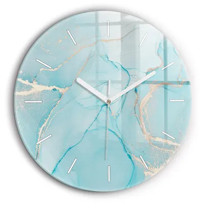 Produktbild von Wallfluent Große Wanduhr – Stilles Quarzuhrwerk - Uhr Dekoration Wohnzimmer Schlafzimmer Küche - Zifferblatt mit Striche - weiße Zeiger - 60 cm - Dekorativer Marmor