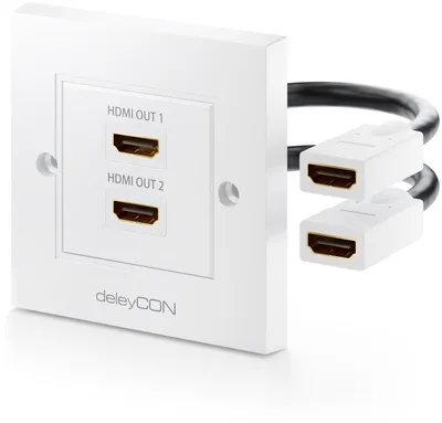 Produktbild von deleyCON HDMI Dose Wanddose Unterputz Montage 2x HDMI Port 4K 2160p