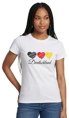 Produktbild von Spreadshirt Deutschland Herz Fußball Fanlook Frauen T-Shirt, XL, Weiß